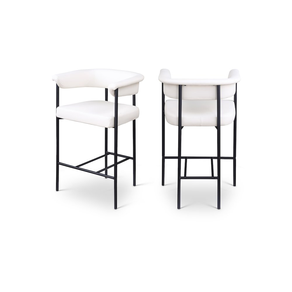 Malin Cream Vegan Leather Counter Stool, Set of 2