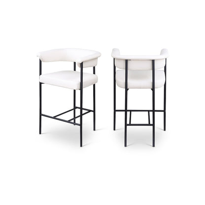 Malin Cream Vegan Leather Counter Stool, Set of 2