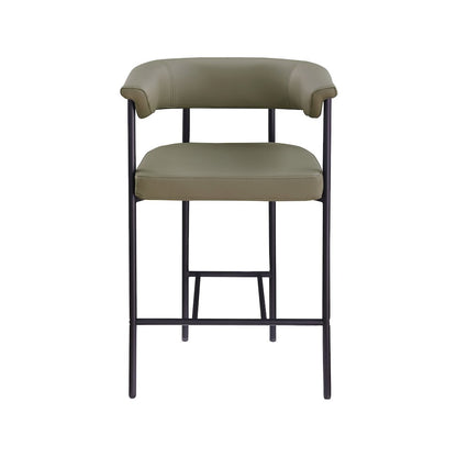 Malin Olive Vegan Leather Counter Stool, Set of 2