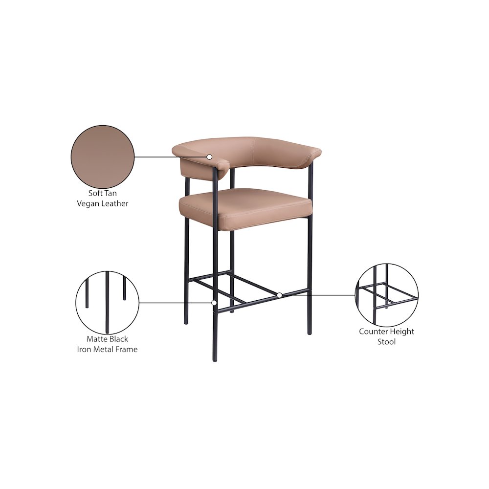Malin Tan Vegan Leather Counter Stool, Set of 2