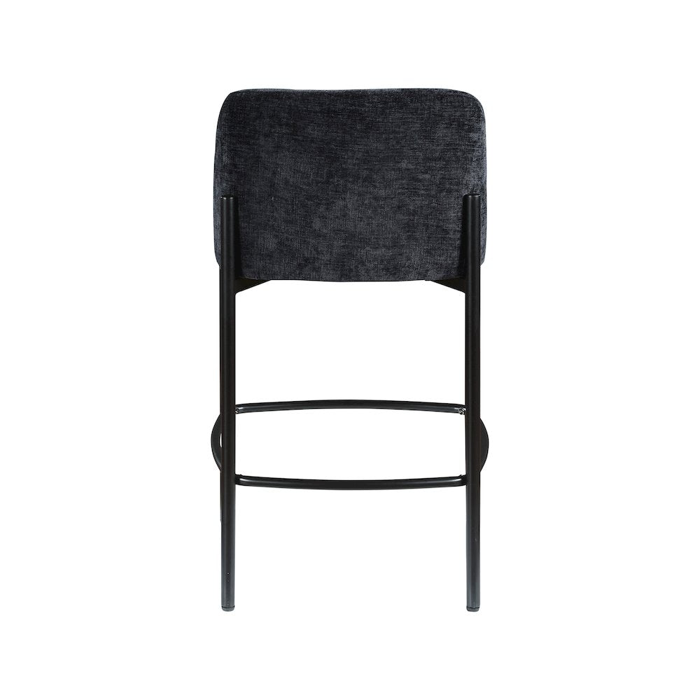 Burton Black Chenille Fabric Stool, Set of 2