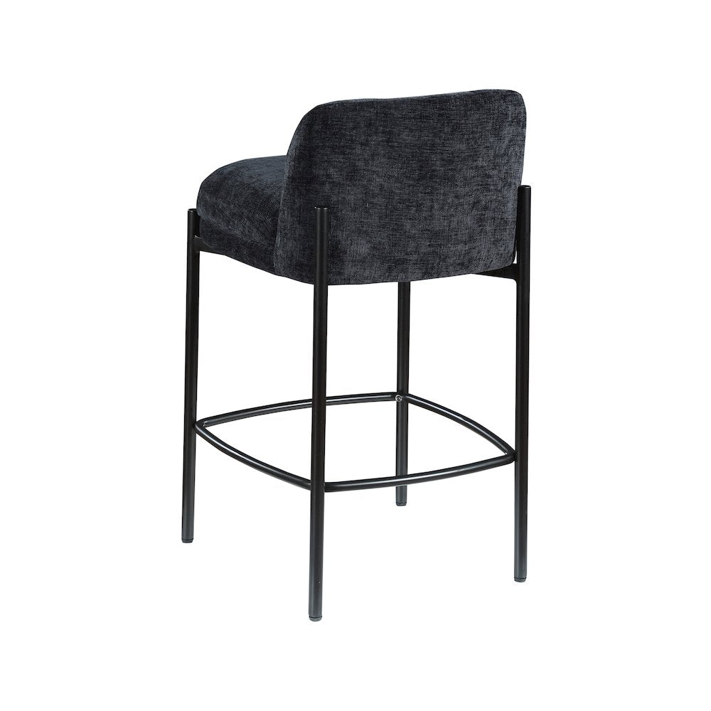 Burton Black Chenille Fabric Stool, Set of 2