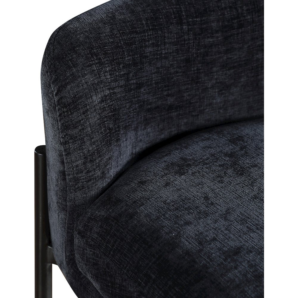 Burton Black Chenille Fabric Stool, Set of 2
