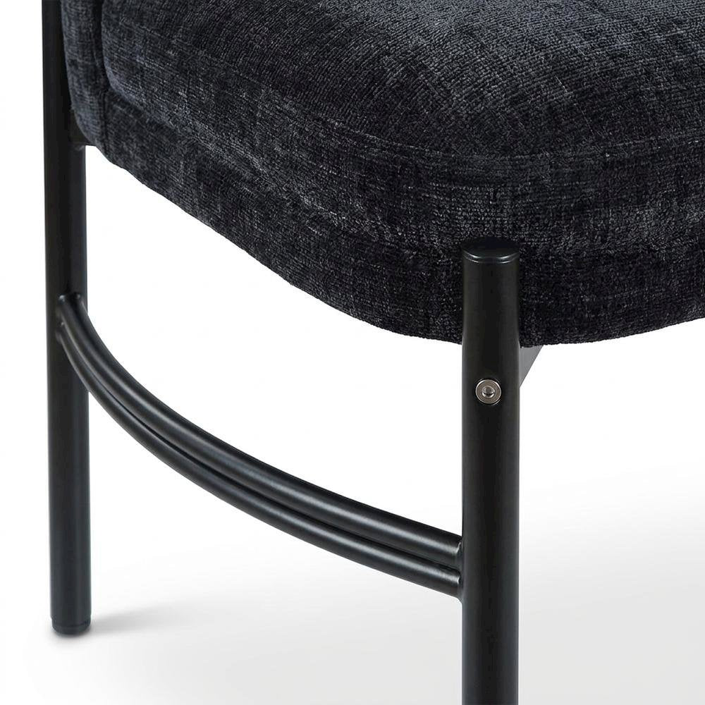 Counter Height Bar Stools with Back, Set of 2, Black Chenille Fabric