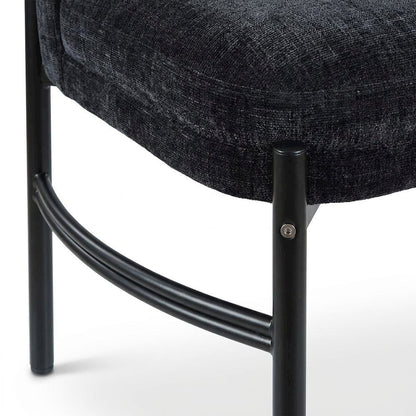 Counter Height Bar Stools with Back, Set of 2, Black Chenille Fabric