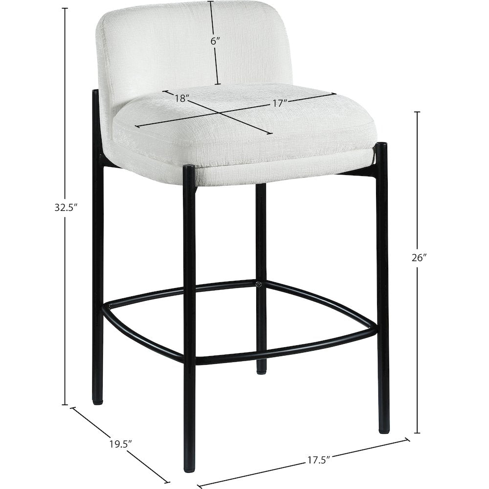 Burton Cream Chenille Fabric Stool, Set of 2