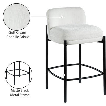 Burton Cream Chenille Fabric Stool, Set of 2