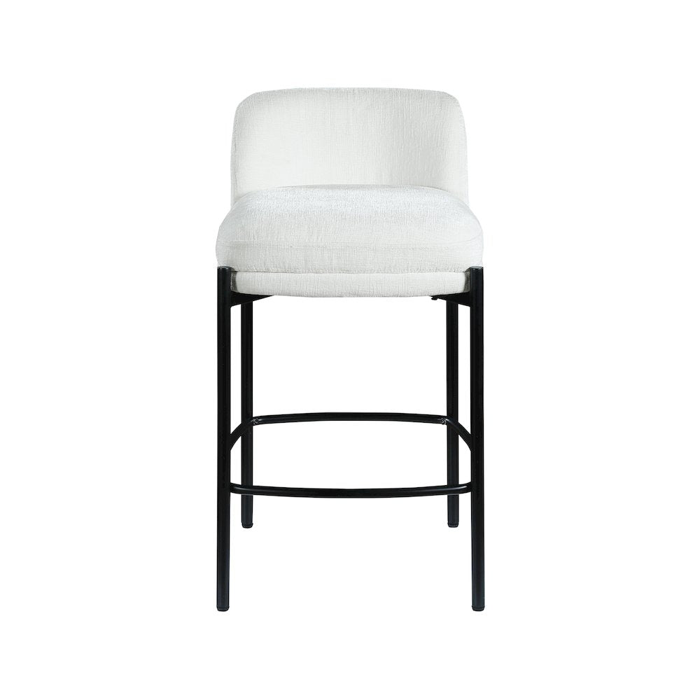 Burton Cream Chenille Fabric Stool, Set of 2