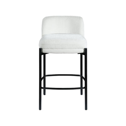 Burton Cream Chenille Fabric Stool, Set of 2