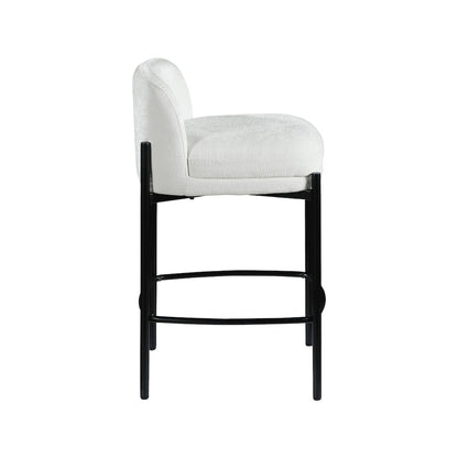 Burton Cream Chenille Fabric Stool, Set of 2