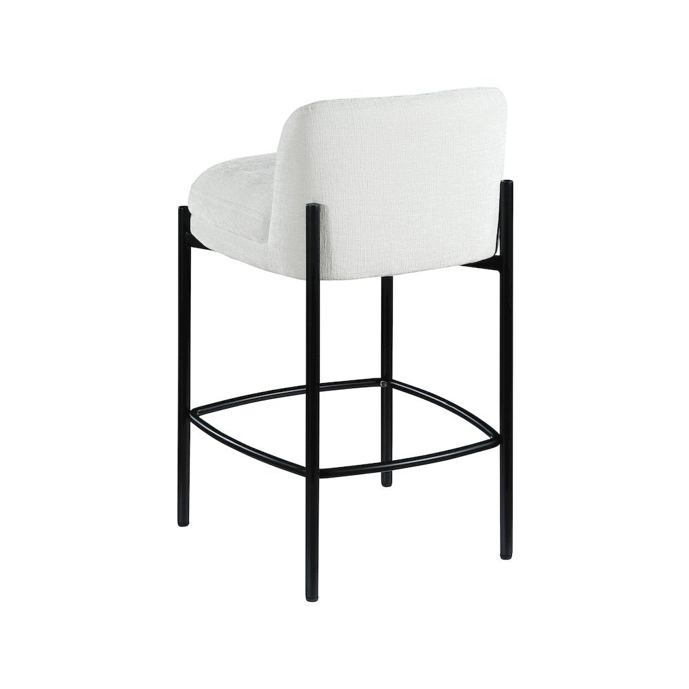 Burton Cream Chenille Fabric Stool, Set of 2