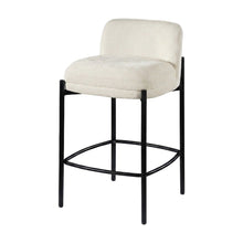 Counter Height Bar Stools with Back, Set of 2, Cream Chenille Fabric