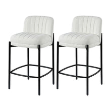 Counter Height Bar Stools with Back, Set of 2, Cream Chenille Fabric