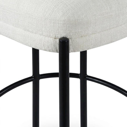 Counter Height Bar Stools with Back, Set of 2, Cream Chenille Fabric