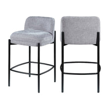 Counter Height Bar Stools with Back, Set of 2, Grey Chenille Fabric