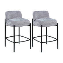 Counter Height Bar Stools with Back, Set of 2, Grey Chenille Fabric