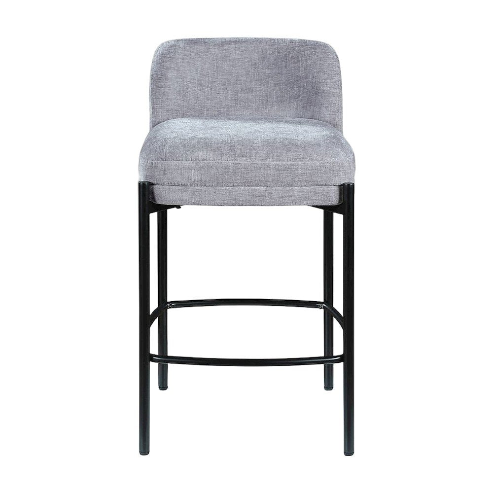 Counter Height Bar Stools with Back, Set of 2, Grey Chenille Fabric