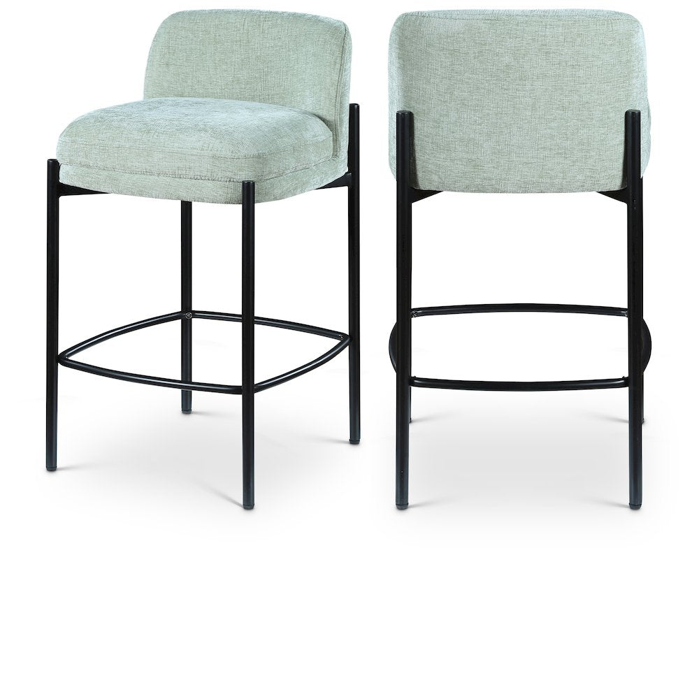 Burton Mint Chenille Fabric Stool, Set of 2