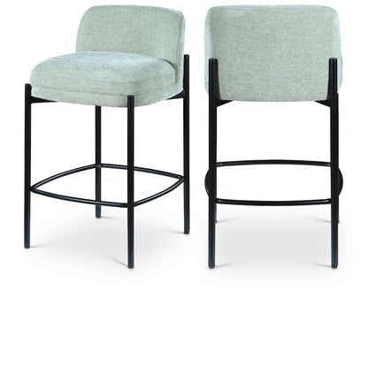 Burton Mint Chenille Fabric Stool, Set of 2