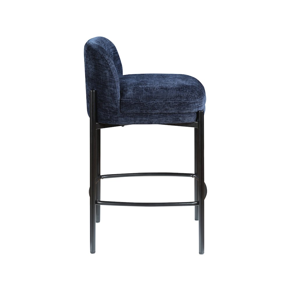 Burton Navy Chenille Fabric Stool, Set of 2