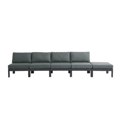Gray Fabric Outdoor Modular Sofa With Contemporary Style And Cushioned Seating
