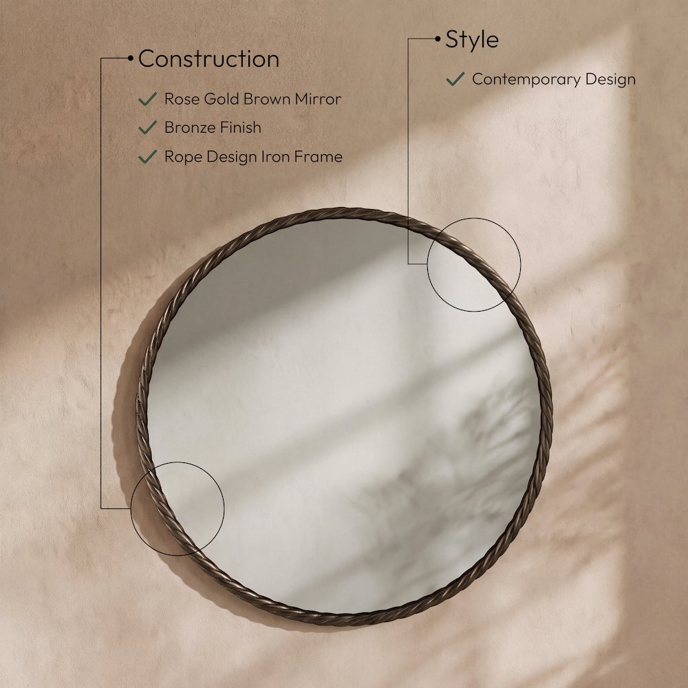 Braida 29.5" Bronze Iron Frame Mirror