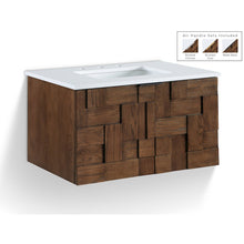 Leonardo 30" Brown Engineered Stone And Solid Wood Wall Mounted Bathroom Vanity