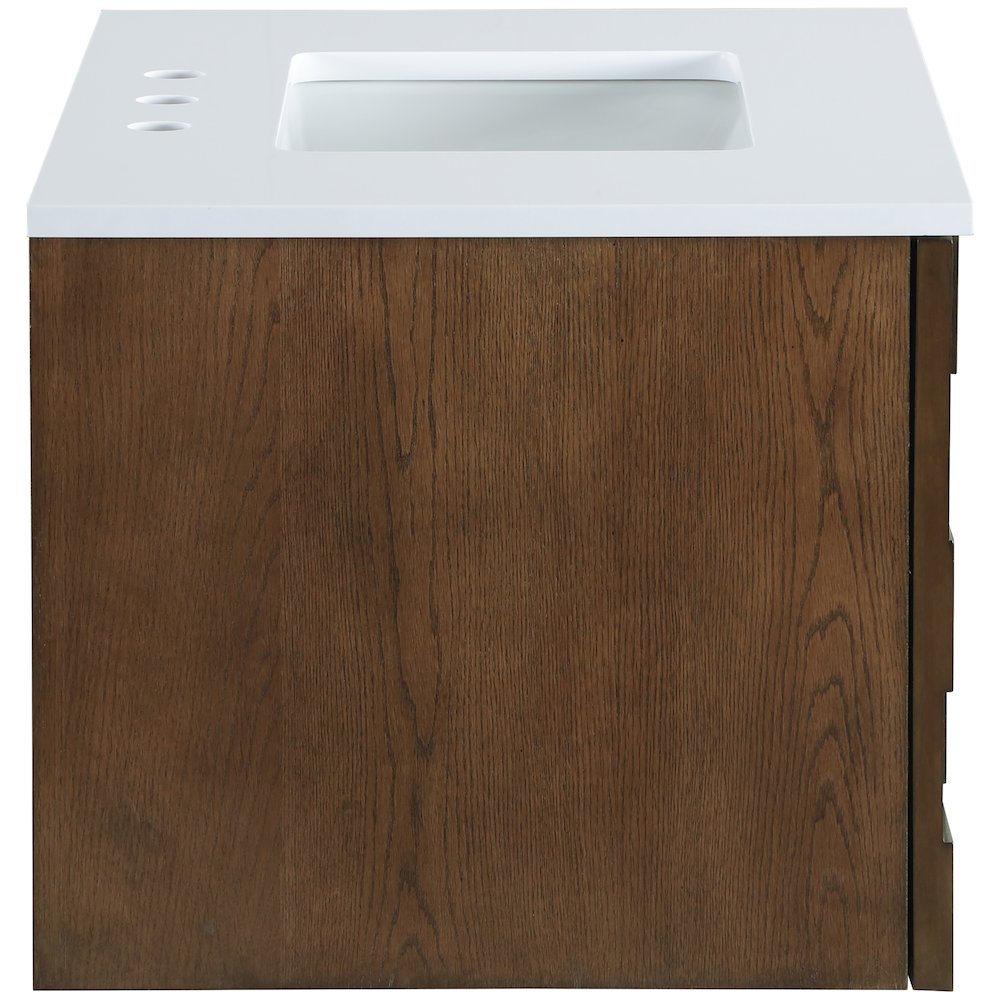Leonardo 30" Brown Engineered Stone And Solid Wood Wall Mounted Bathroom Vanity