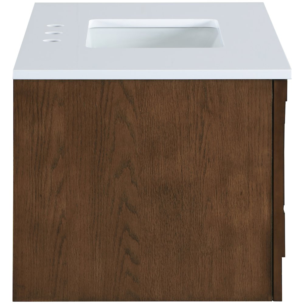 Leonardo 36" Brown Engineered Stone And Solid Wood Wall Mounted Bathroom Vanity