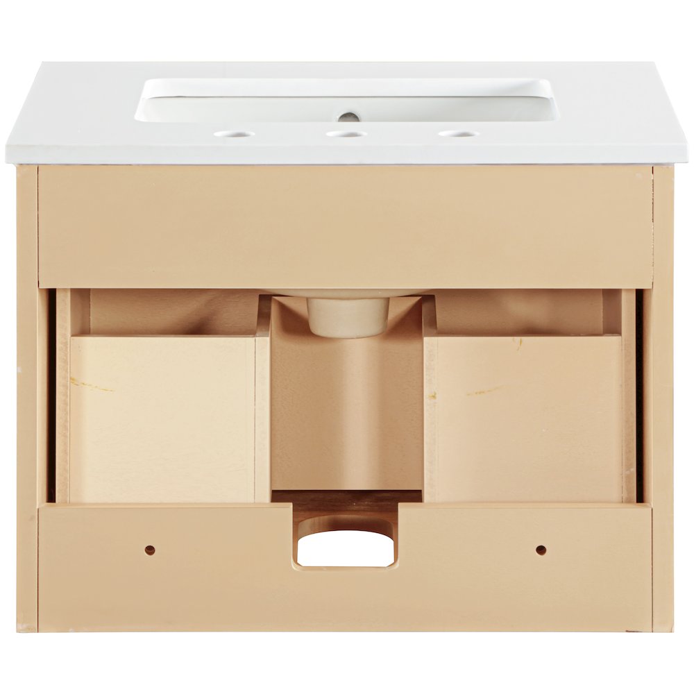 Leonardo 24" Natural Engineered Stone And Wood Wall Mounted Bathroom Vanity