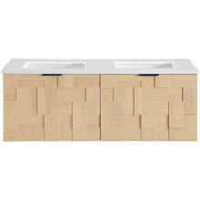 Leonardo 36" Natural Engineered Stone And Wood Wall Mounted Bathroom Vanity