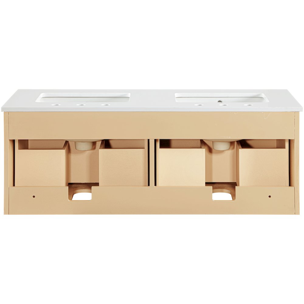 Leonardo 48" Natural Engineered Stone And Wood Wall Mounted Bathroom Vanity