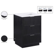 Willard 24" Black Engineered Stone And Solid Wood Bathroom Vanity