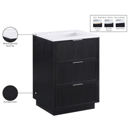 Willard 24" Black Engineered Stone And Solid Wood Bathroom Vanity