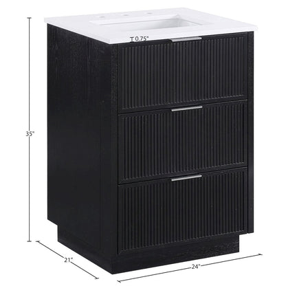 Willard 24" Black Engineered Stone And Solid Wood Bathroom Vanity