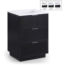 Willard 24" Black Engineered Stone And Solid Wood Bathroom Vanity