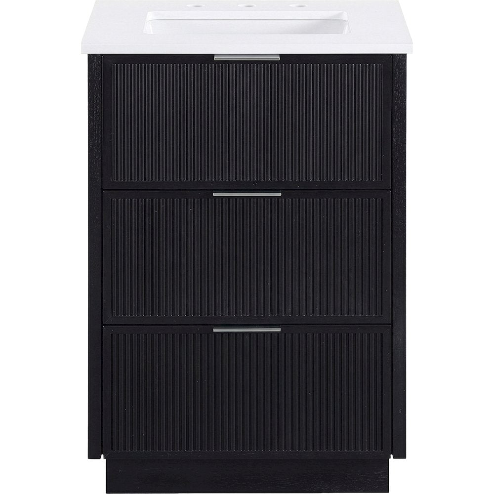 Willard 24" Black Engineered Stone And Solid Wood Bathroom Vanity
