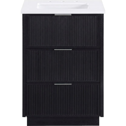 Willard 24" Black Engineered Stone And Solid Wood Bathroom Vanity