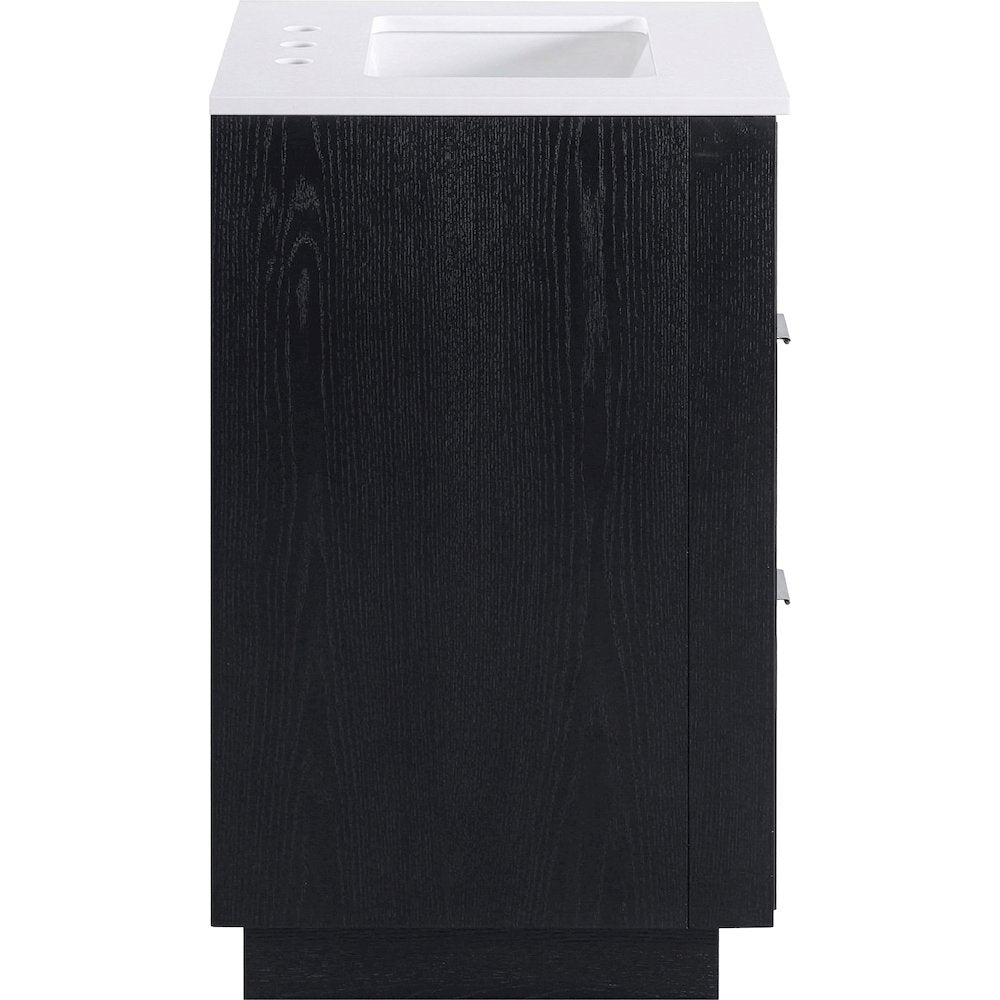 Willard 24" Black Engineered Stone And Solid Wood Bathroom Vanity