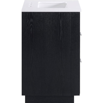Willard 24" Black Engineered Stone And Solid Wood Bathroom Vanity