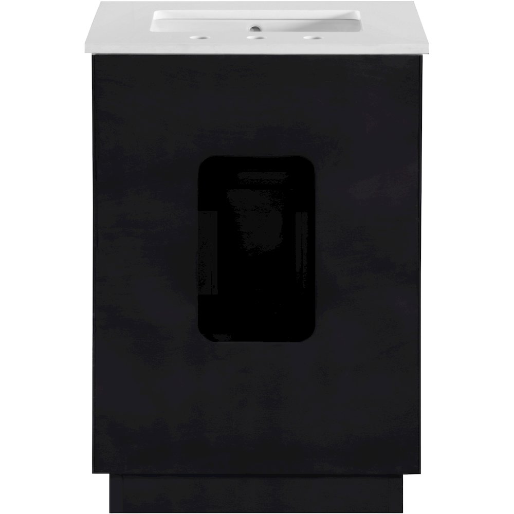 Willard 24" Black Engineered Stone And Solid Wood Bathroom Vanity