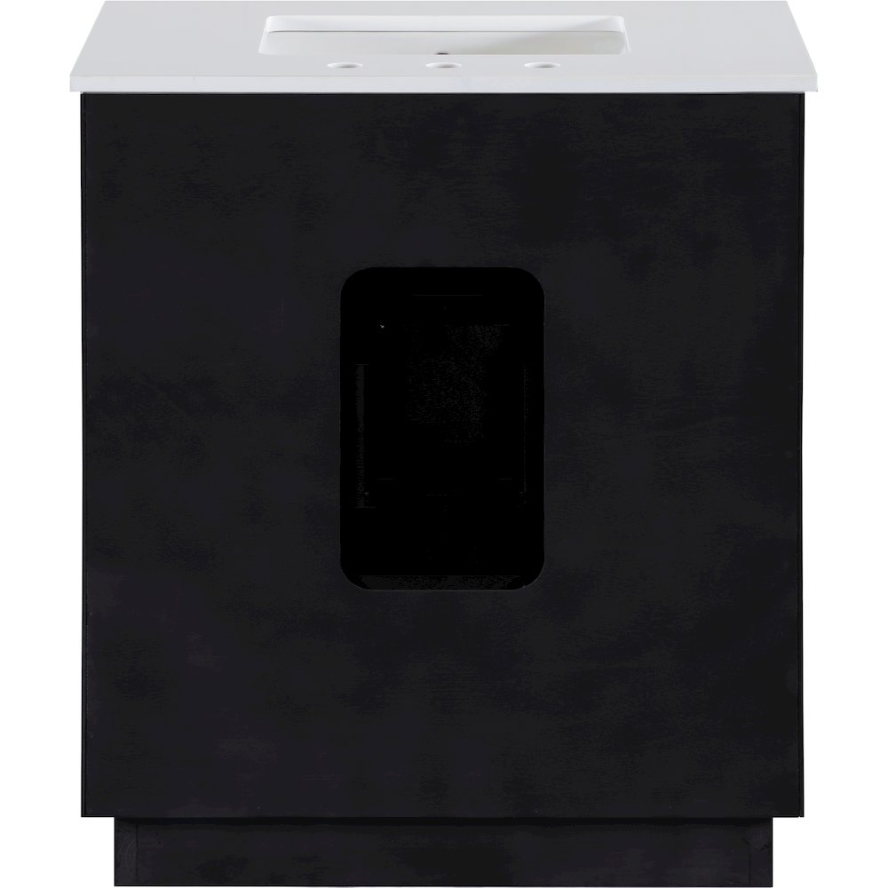Willard 30" Black Engineered Stone And Solid Wood Bathroom Vanity