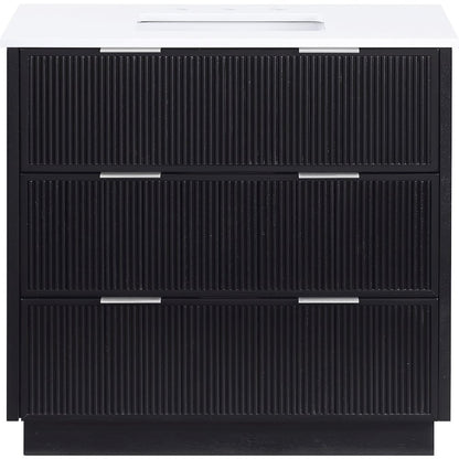 Willard 36" Black Engineered Stone And Solid Wood Bathroom Vanity
