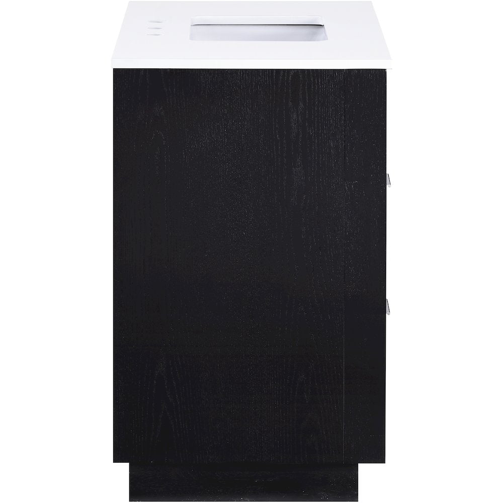 Willard 36" Black Engineered Stone And Solid Wood Bathroom Vanity