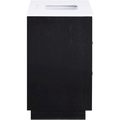 Willard 36" Black Engineered Stone And Solid Wood Bathroom Vanity