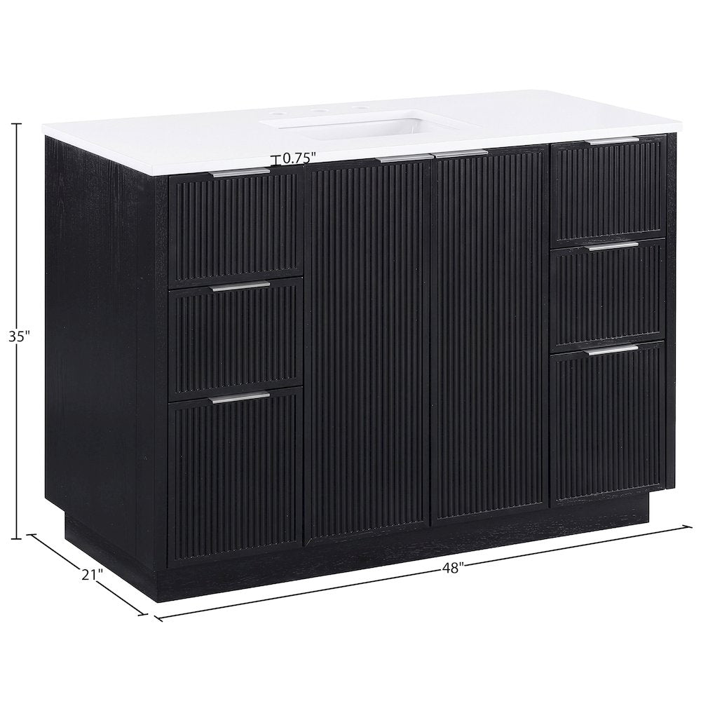 Willard 48" Black Engineered Stone And Solid Wood Bathroom Vanity