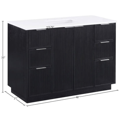 Willard 48" Black Engineered Stone And Solid Wood Bathroom Vanity