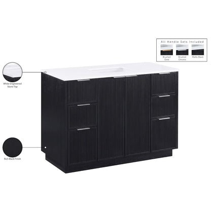 Willard 48" Black Engineered Stone And Solid Wood Bathroom Vanity