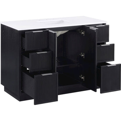 Willard 48" Black Engineered Stone And Solid Wood Bathroom Vanity