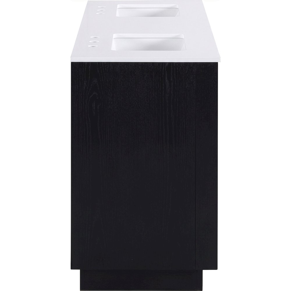 Willard 60" Black Engineered Stone And Solid Wood Bathroom Vanity